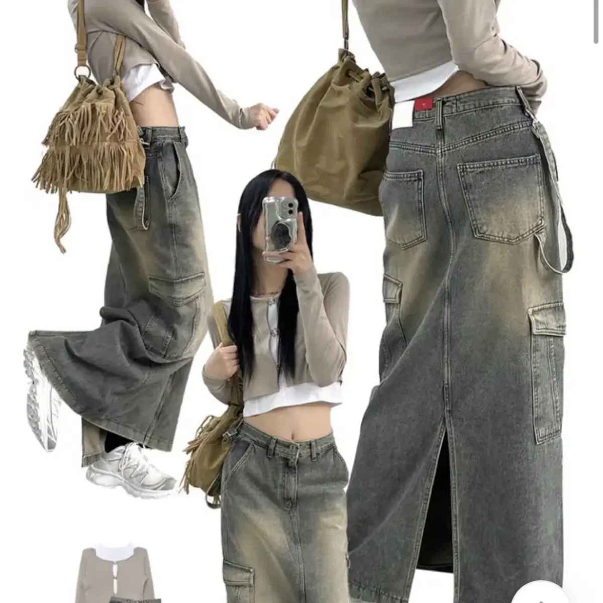 아쿠비클럽 work vintage cargo skirt 빈티지 카고 스커