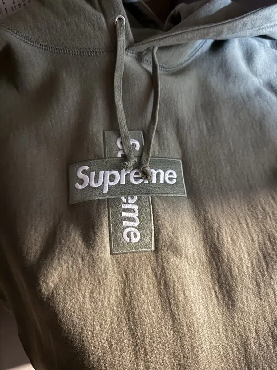 XL Supreme Cross Box Logo Hooded Sweatshirt Light Olive 20FW