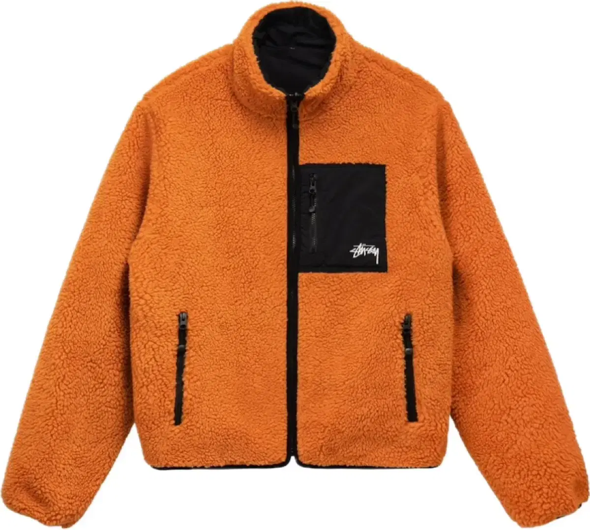 Stussy 8-Ball Sherpa Jacket Orange L