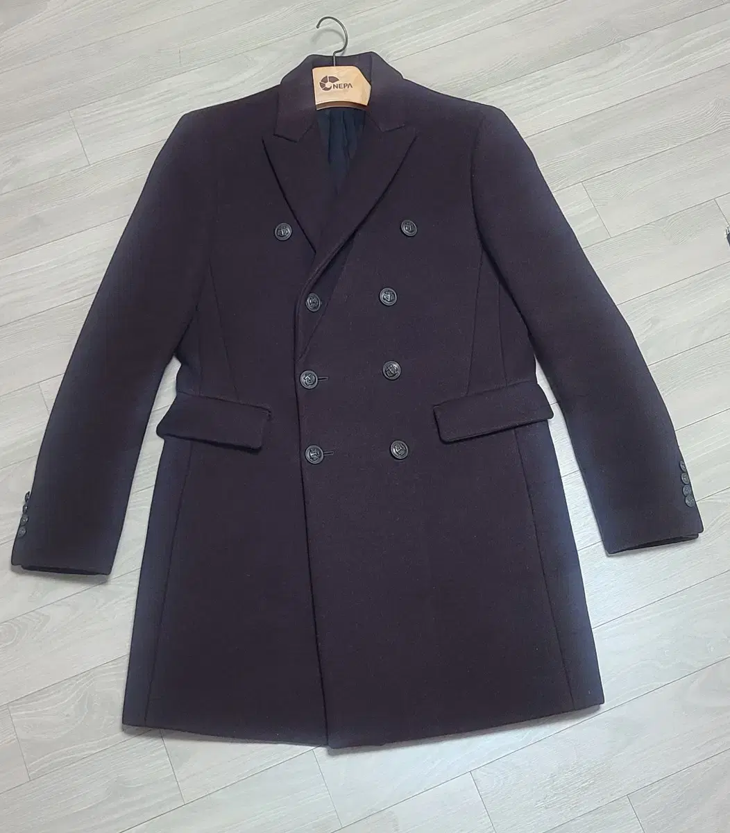 Time Double-breasted Burgundy Coat 105