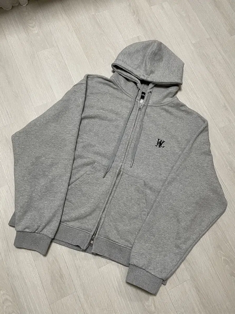 [M] UALONG Hooded Zip-up Sweatshirt Gray