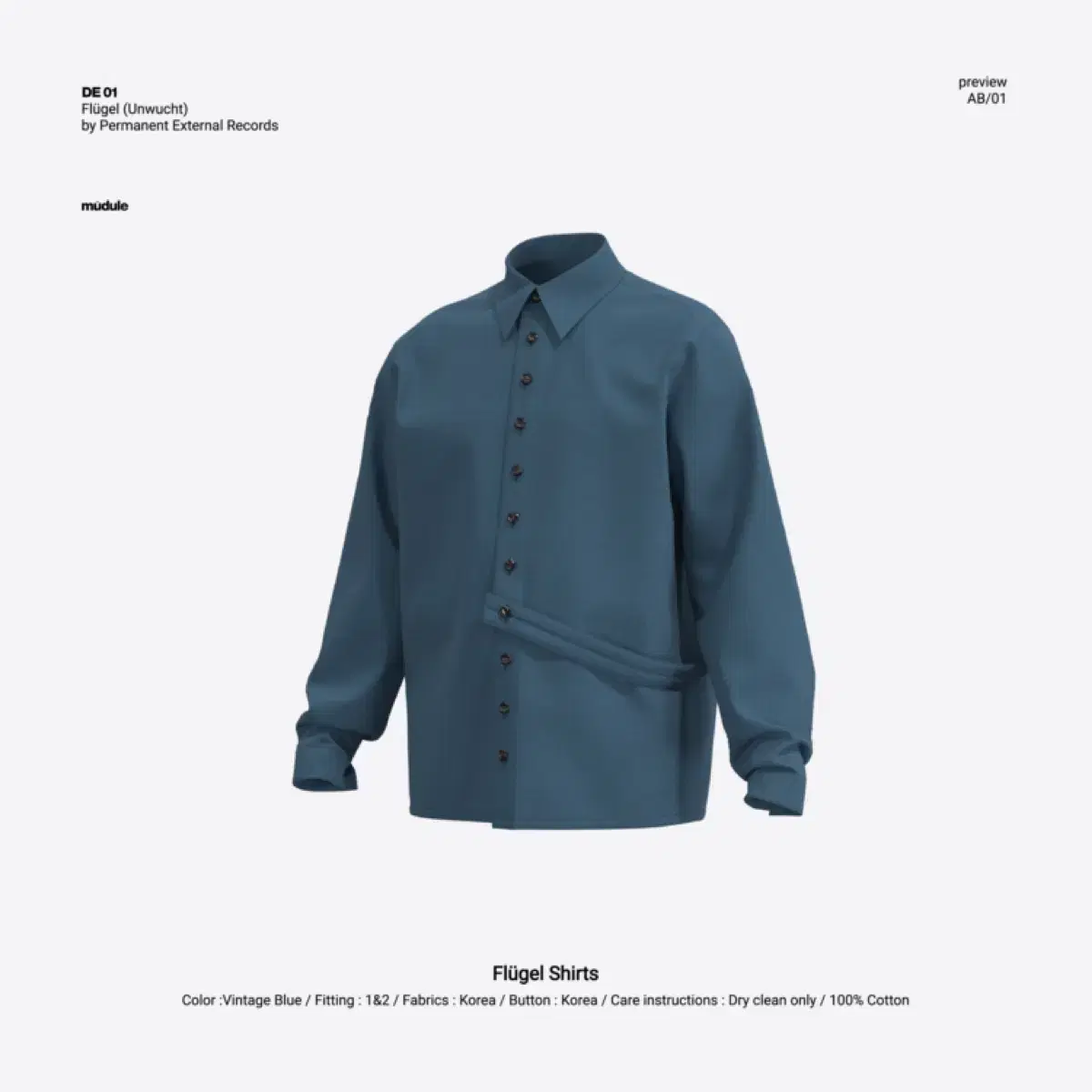 머듈 AB/01: Flugel Shirts /Vintage Blue