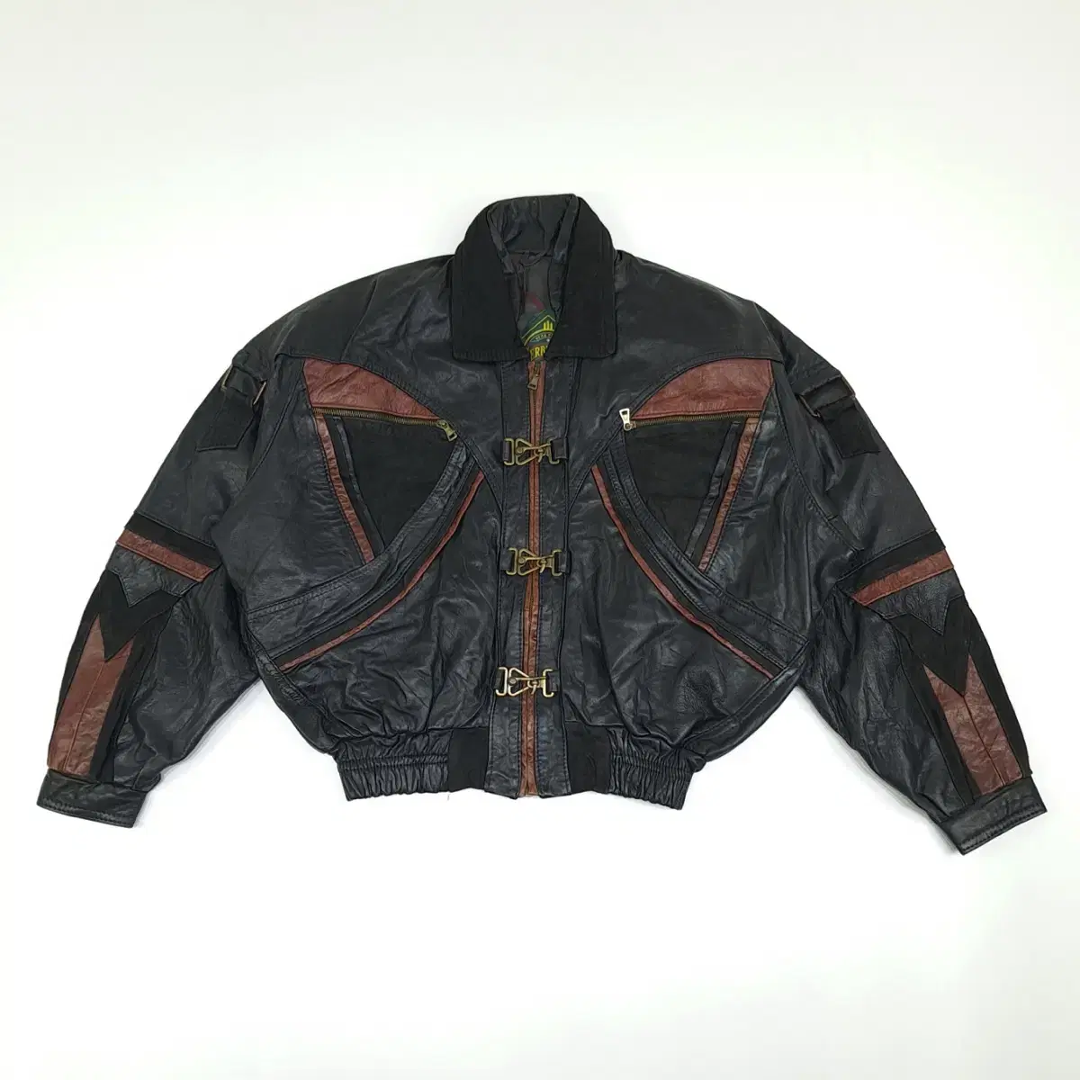 (CT932) M-L Vintage Leather Bomber Jacket