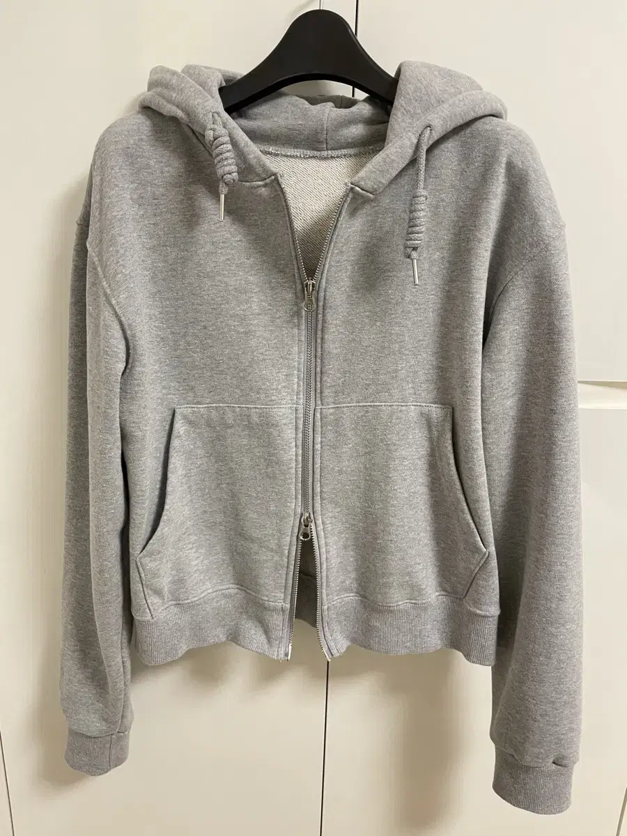 (4.1만원) Women's Two-Way Crop Hoodie Zip-up Gray (Churi Fabric/Gimo X)