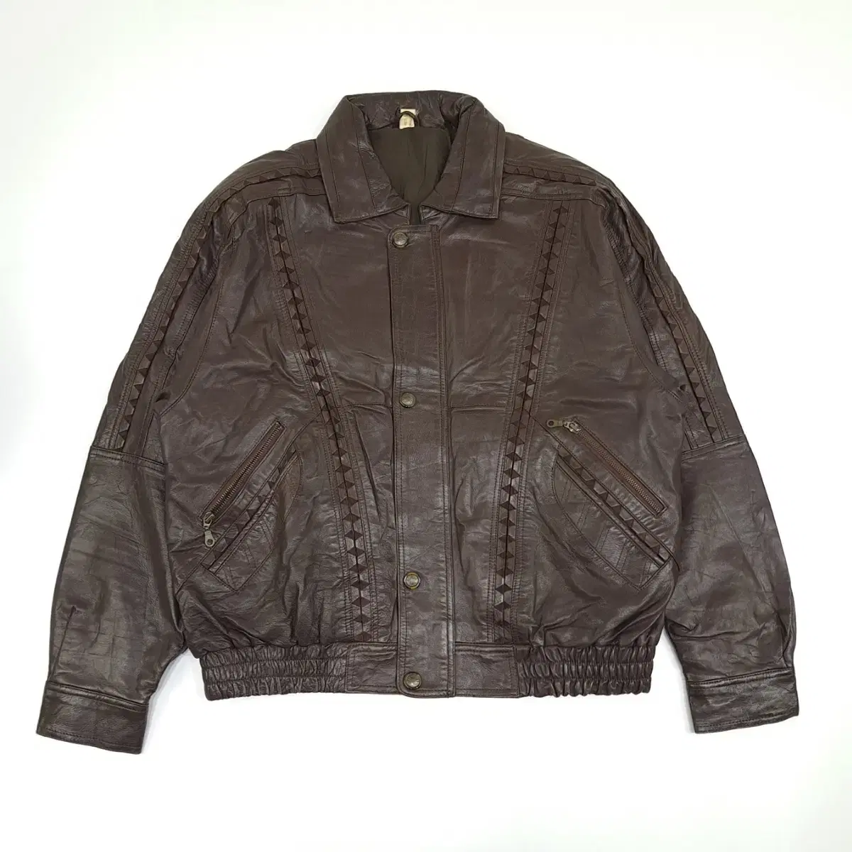 (CT937) L Vintage Leather Bomber Jacket