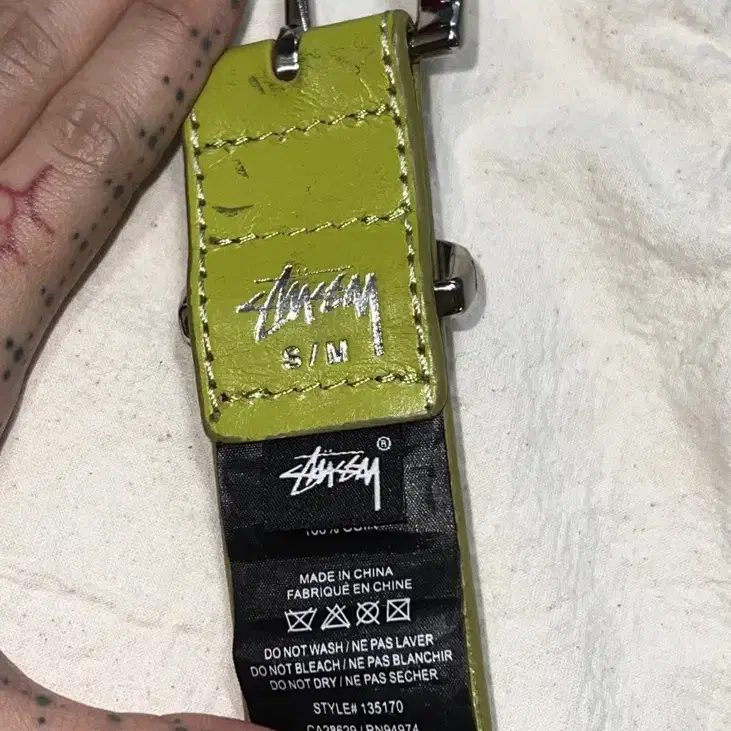 Stussy Argyle Stitch Leather Belt Lime