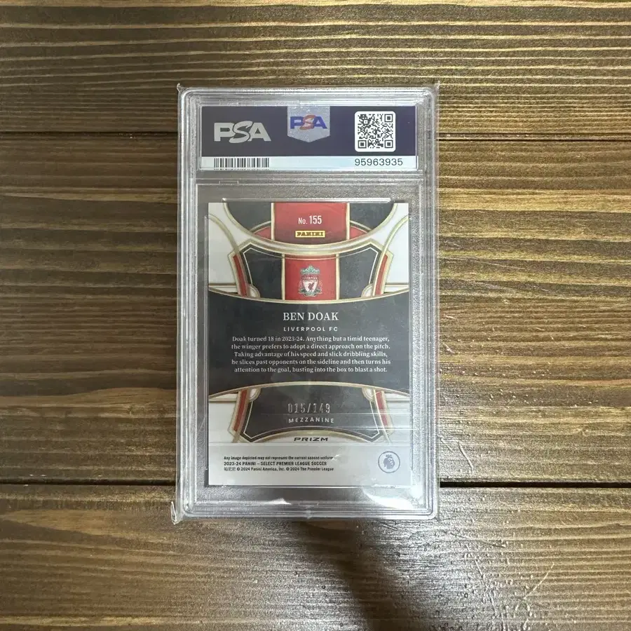 2023-24 셀렉트 EPL 벤 도크 루키 레드웨이브 149한정 PSA9