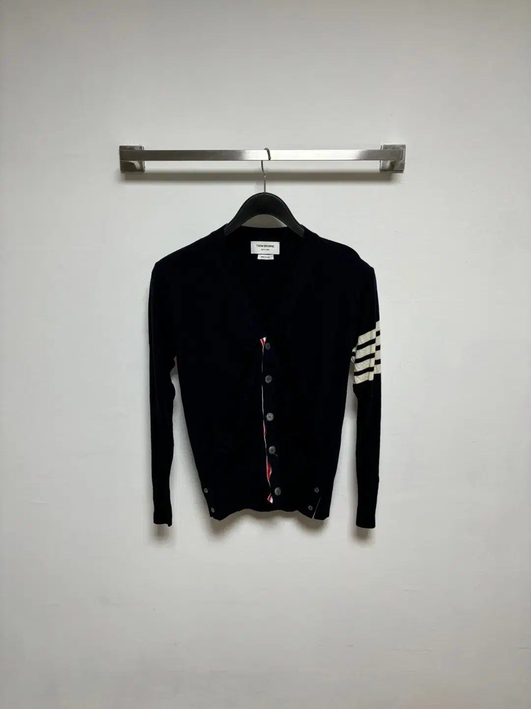 (3) Thom Browne Diagonal Arms Wool Cardigan Navy