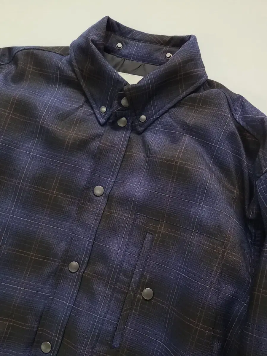 Ren navy padded hooded check shirt 3 sizes