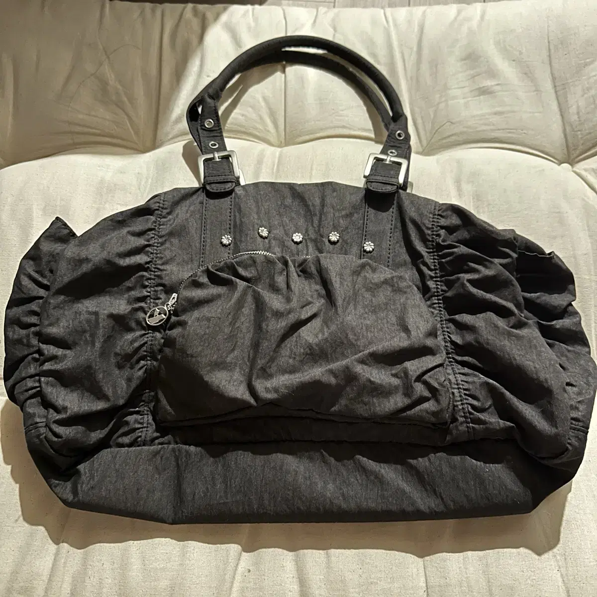 Yuse Shirring Nylon Big Shoulder Bag