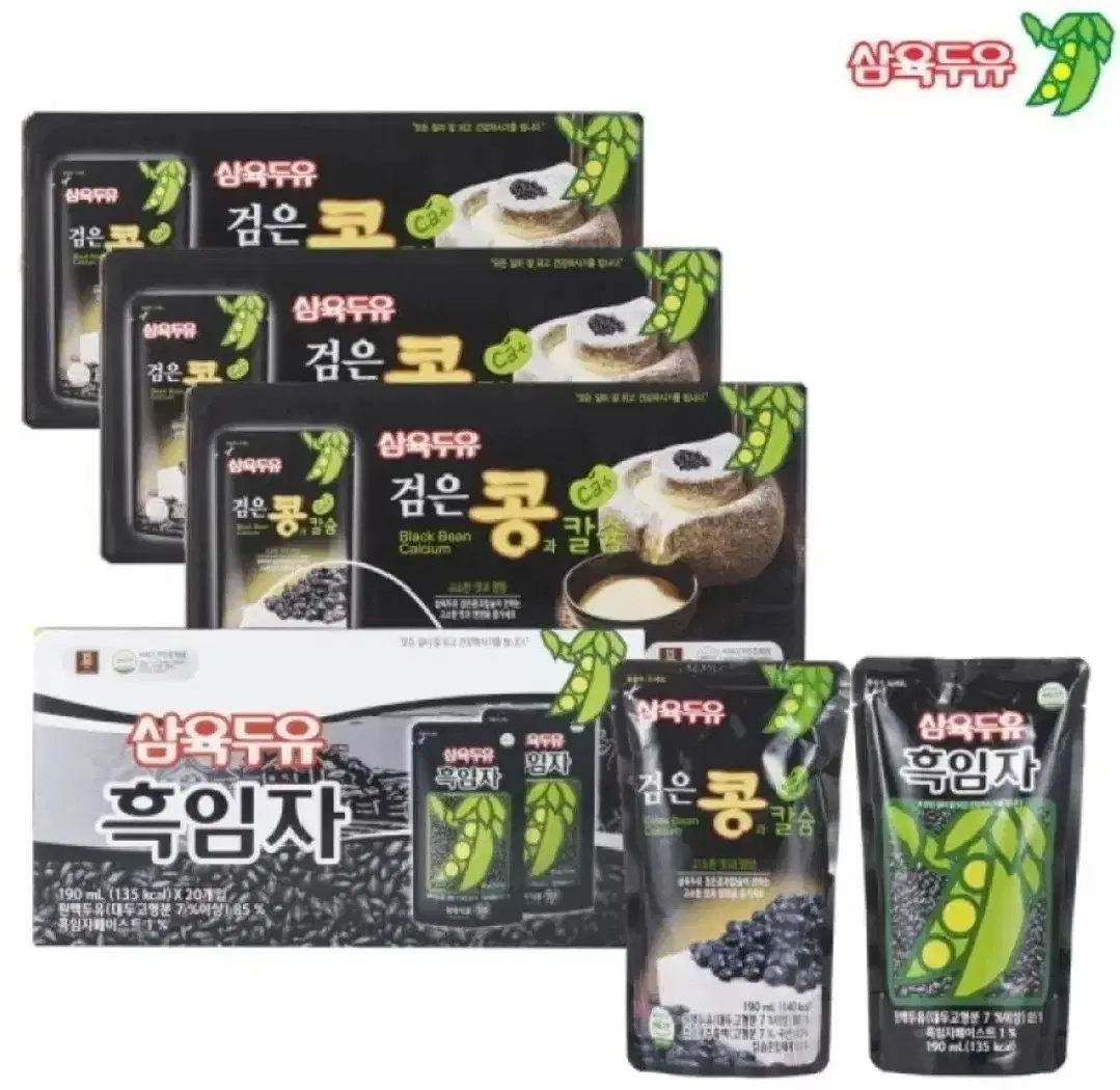 삼육두유 190ml 80팩 검은콩과칼슘 60팩 + 흑임자 20팩