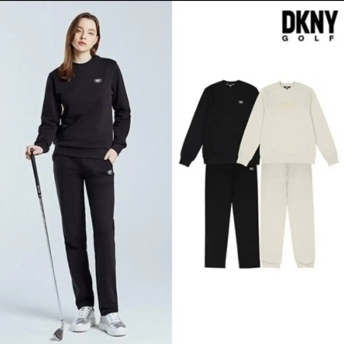 [DKNY GOLF] 여성 코튼 트레이닝셋업 (블랙/베이지)