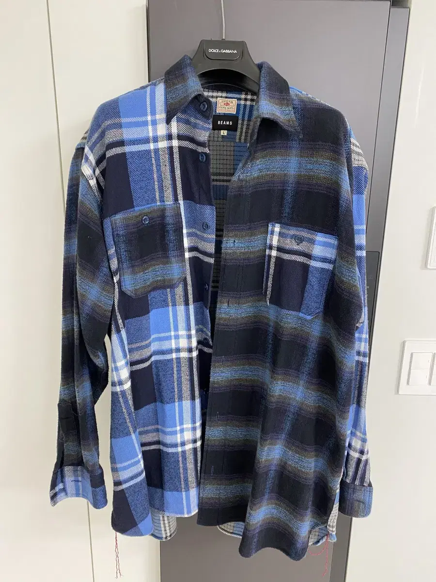 Beams Sugarcane Wool Check Shirt L