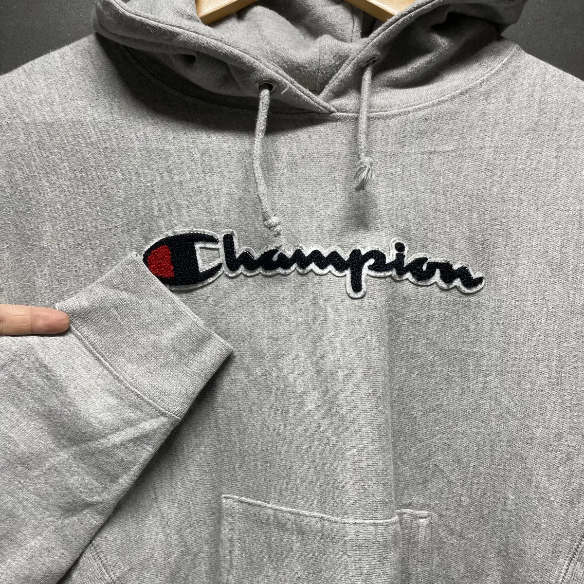 Champion 챔피온 블루택 리버스위브 스펠아웃 후드티