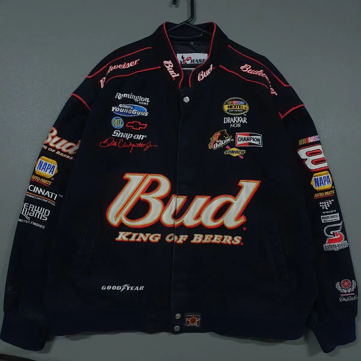 Jeff Hamilton Vintage NASCAR Budweiser Sponsored Racing Quilted Jumper Jacket 3XL