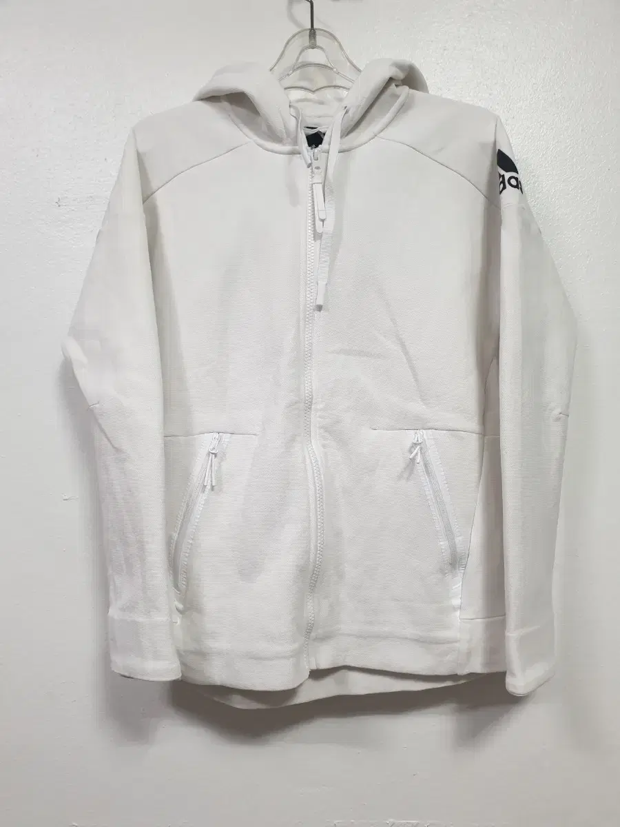 adidas White Stretch Hooded Track Top size S