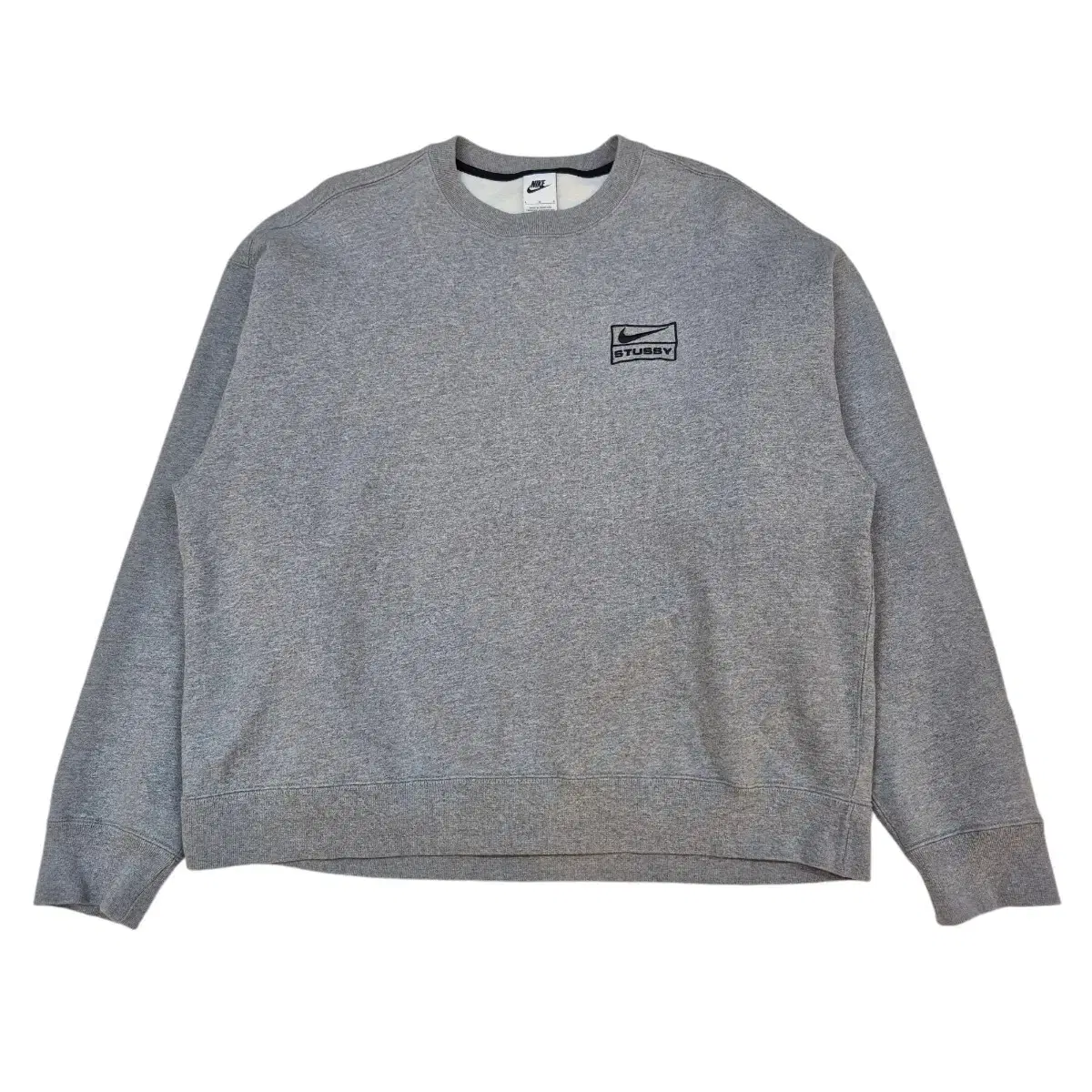 L) Nike x Stussy NRG Fleece Crew Neck Dark Gray Heathered