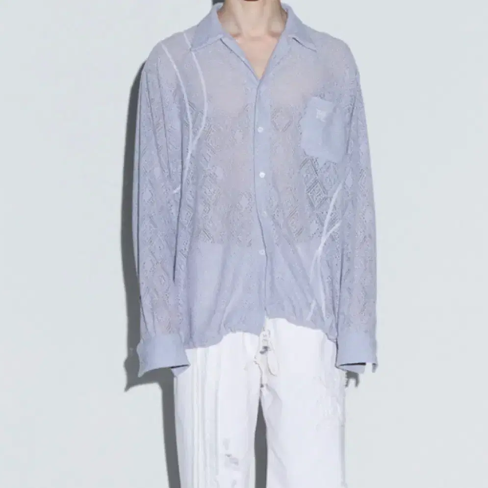 알에스에스씨 CURVY STITCHED KNIT SHIRT - BL