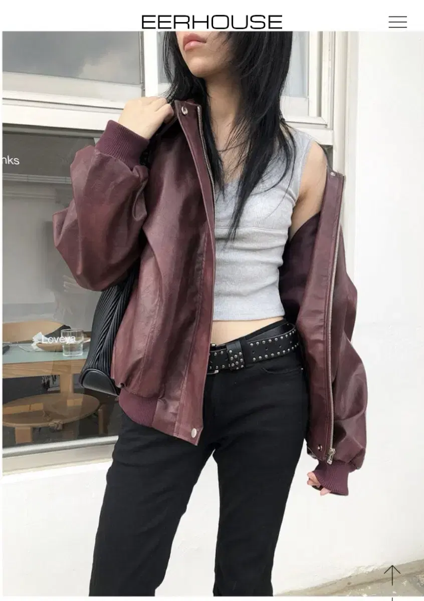 이이알하우스 May leather jacket 버건디 가죽자켓 레더자켓