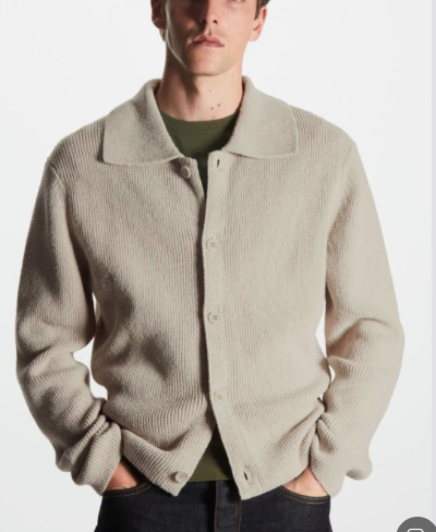 COS Men's New Bouclé Cardigan 100% Cotton