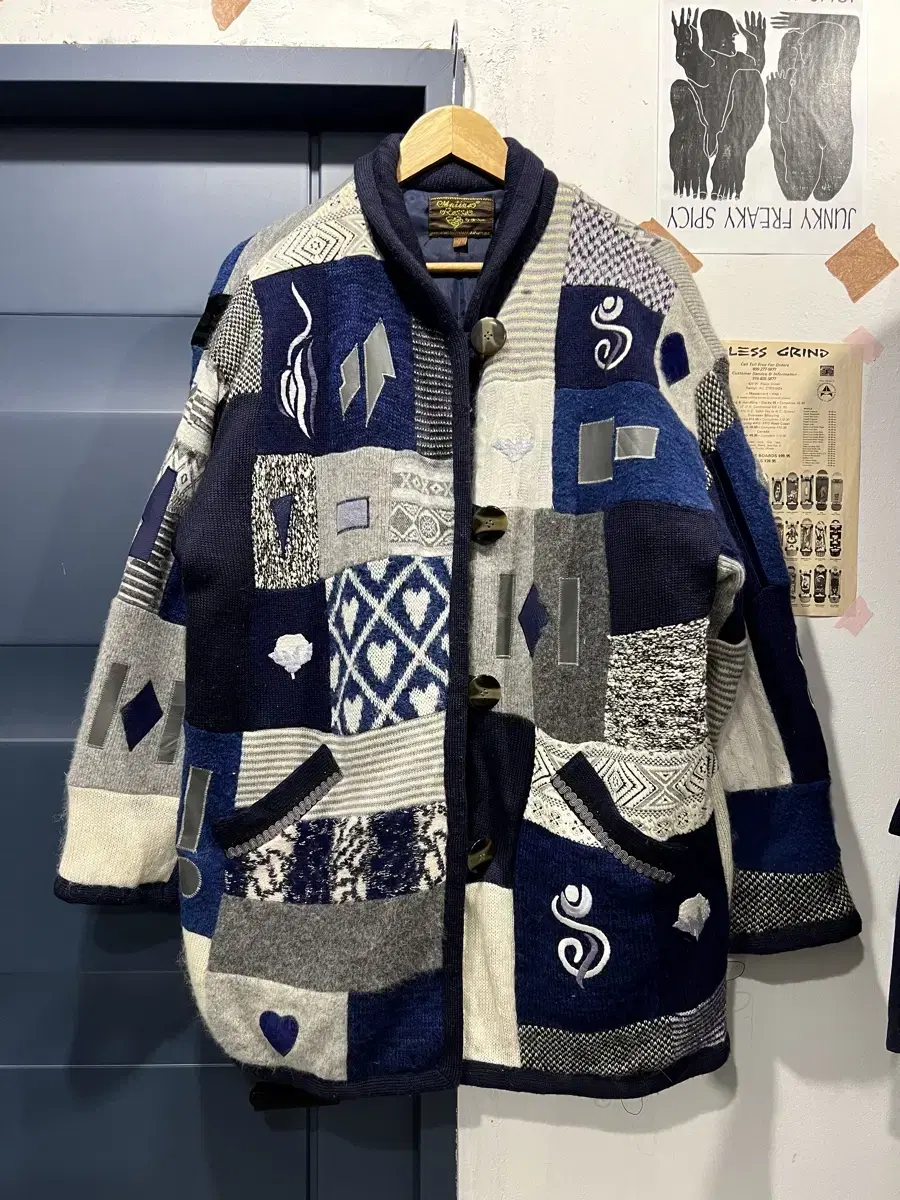 1990s PATCHWORK EMBROIDERY 모헤어 울자켓