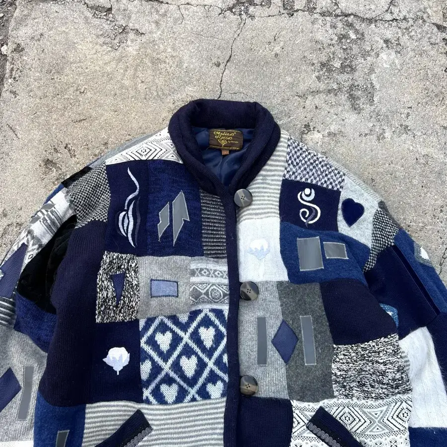 1990s PATCHWORK EMBROIDERY 모헤어 울자켓