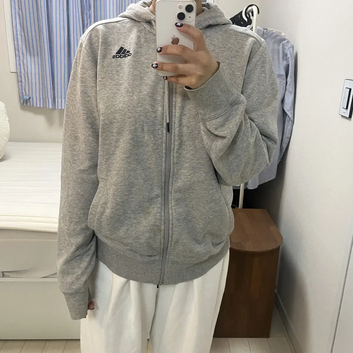 Adidas Hoodie Zip Up Grey M