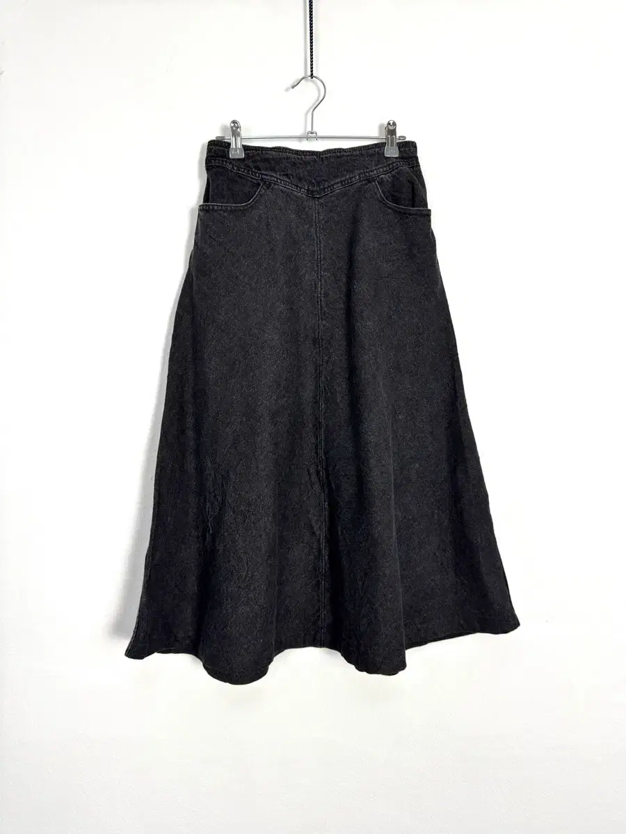 vintage washed denim A-line skirt