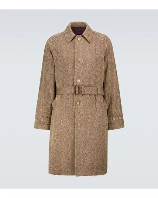 Perflabel Herringbone Balmacan Coat 42R Ralph Lauren