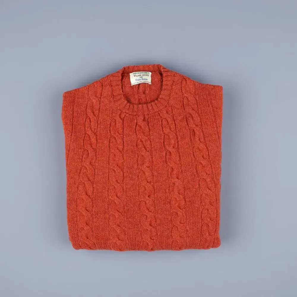 [S-rated, 42] William Loki Girong Lambswool Orange Cable Crew Neck Knit Sweater