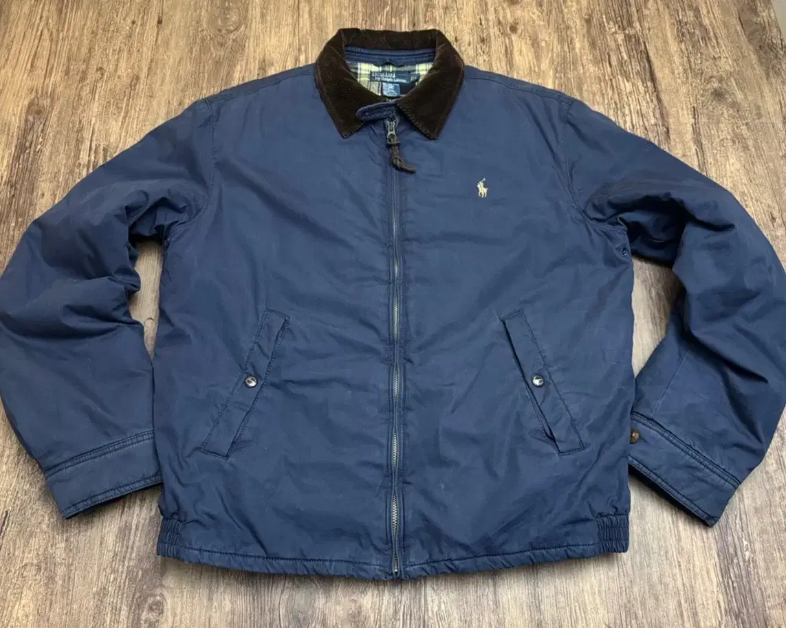 [L] Polo Ralph Lauren Bayford Swing Jacket Navy corduroy collar A+.