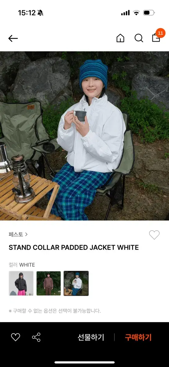 페스토STAND COLLAR PADDED JACKET WHITE