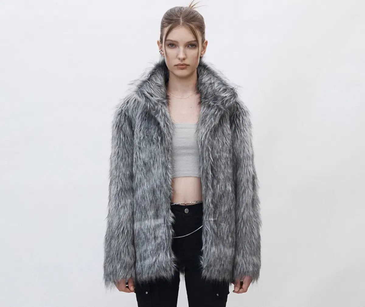 커렌트 HEAVY MIX FUR JACKET [GRAY]