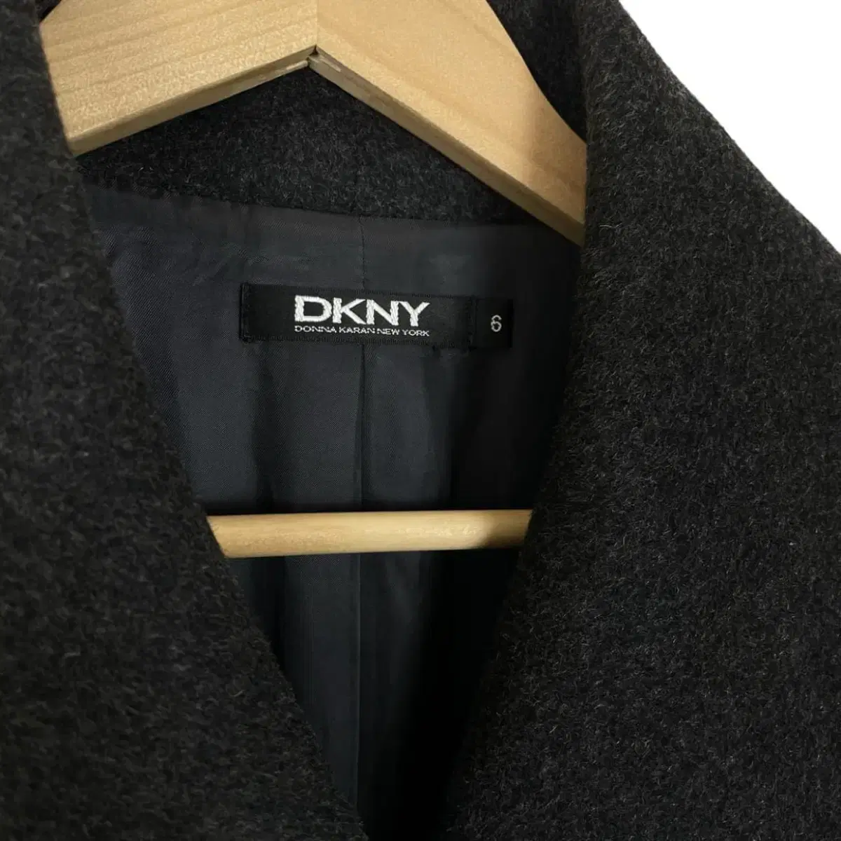 Dkny 그레이 숄카라 히든버튼 울 코트