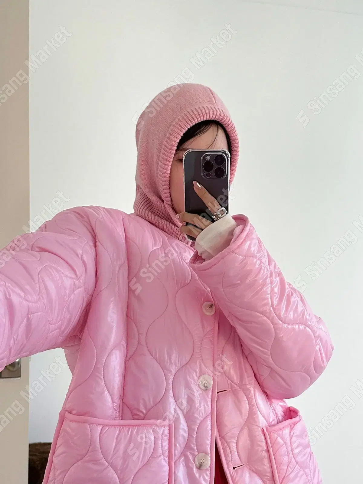 [Knitted Hooded Baraklava] 7990. pink bloo.