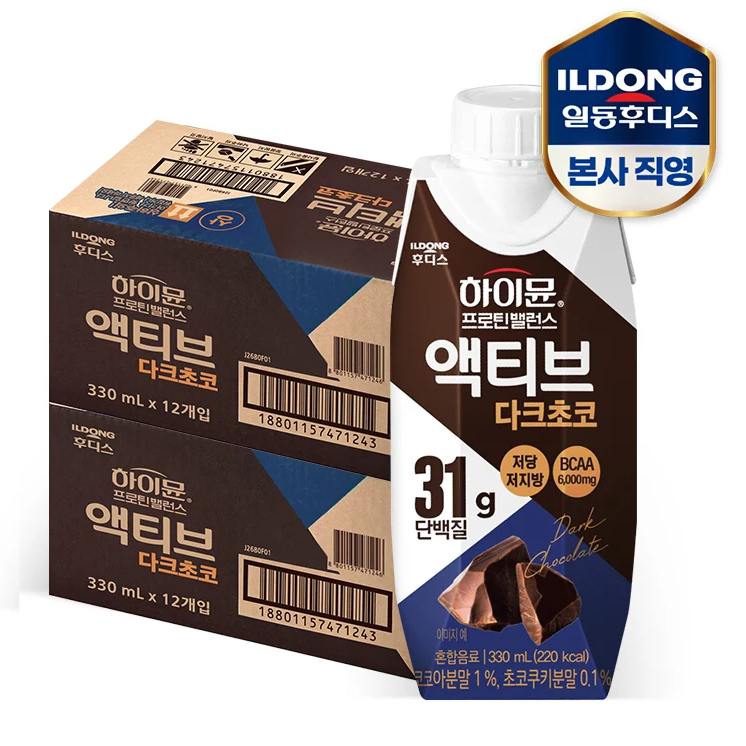 무료배송-하이뮨 프로틴 밸런스 액티브 다크초코 330ml 24개