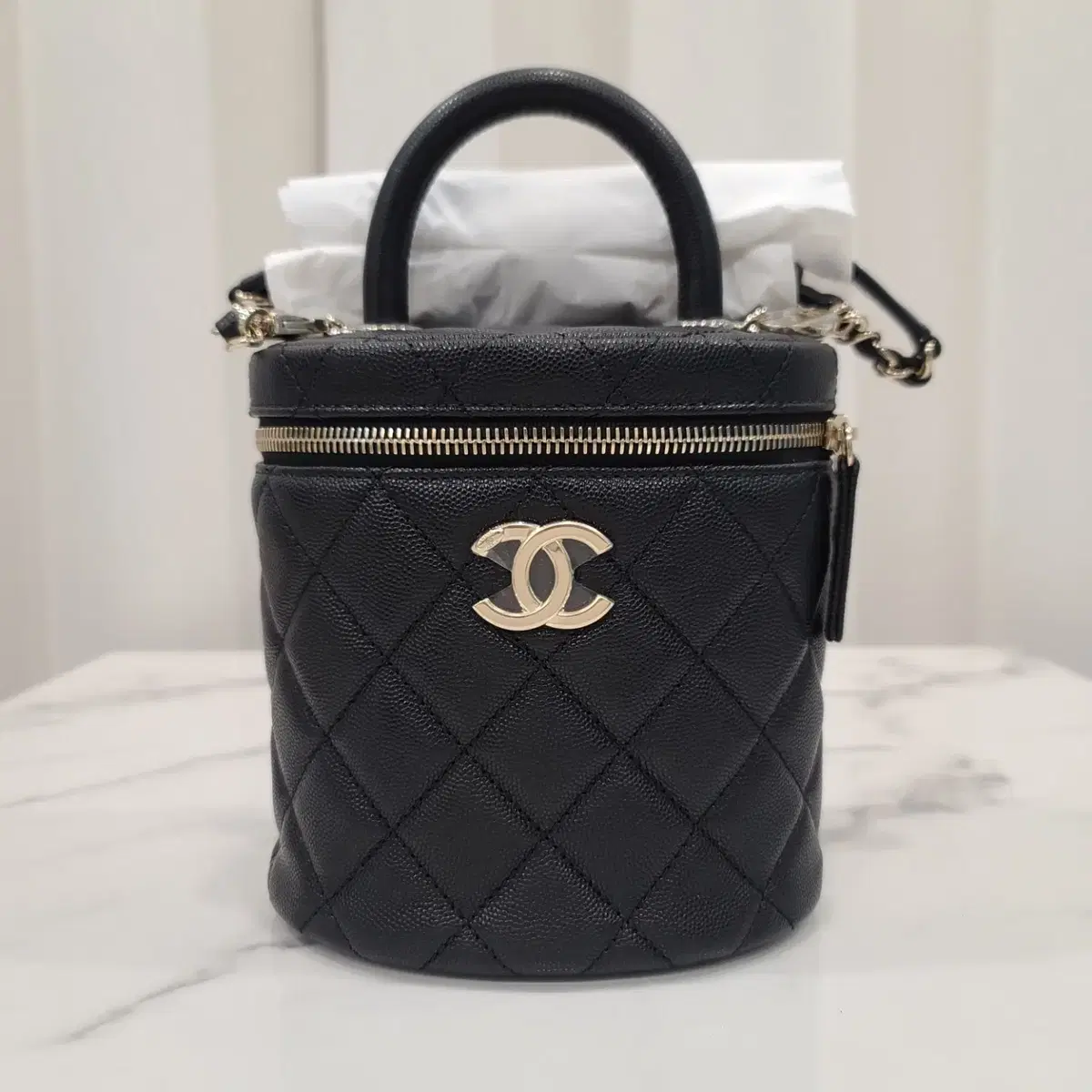 [BAYINGSU] Chanel CocoHandle Vanity Chain Bag Caviar Black ChampagneGold Internal Chip