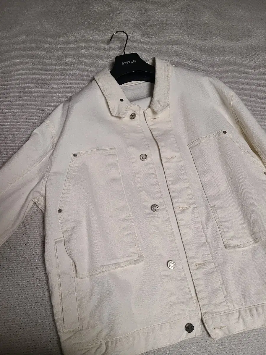 System Homme Jeans Jacket White