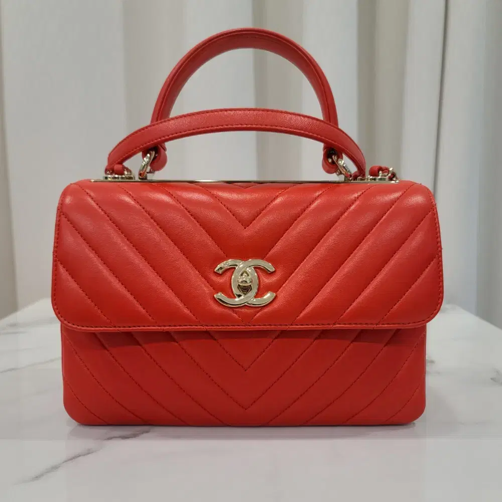 [Baingsu] Chanel Trendy CC Small Tophandle Coral Red No.26