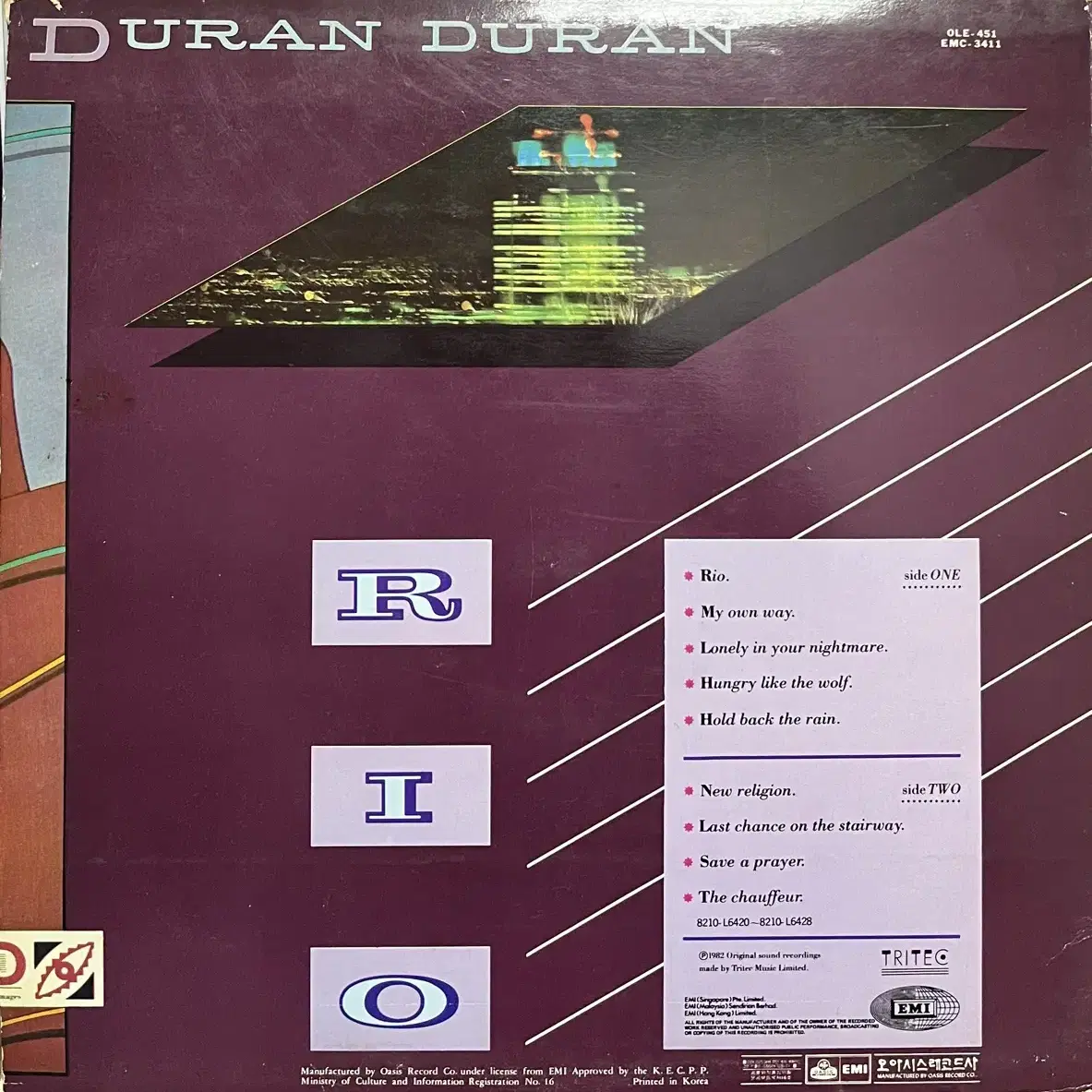 (신스팝)듀란 듀란 Duran Duran rio lp