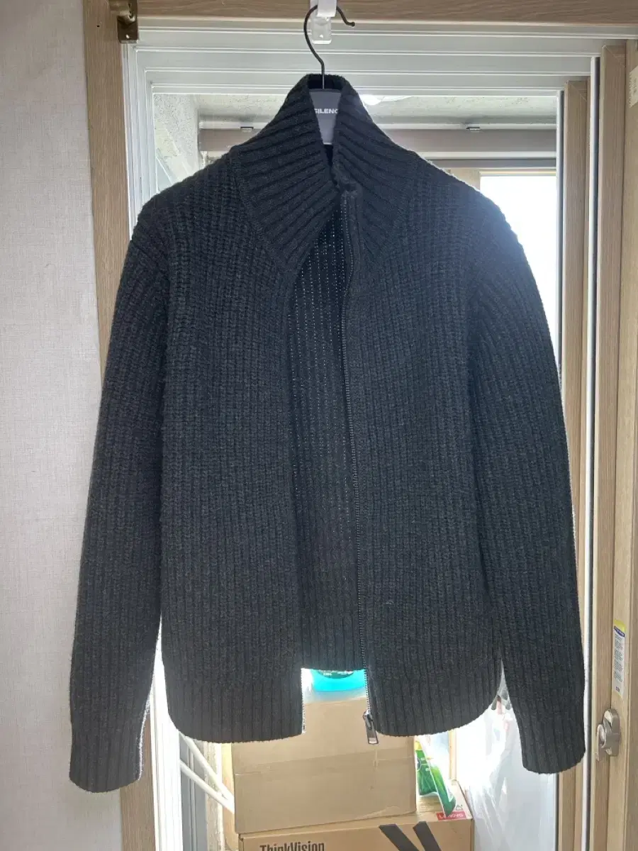 COS Funnel neck knitted wool jacket