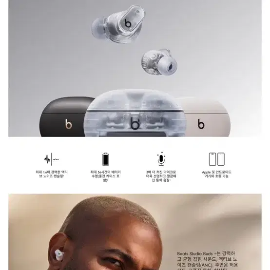 Apple 정품 Beats 스튜디오 버즈 + 블랙 골드