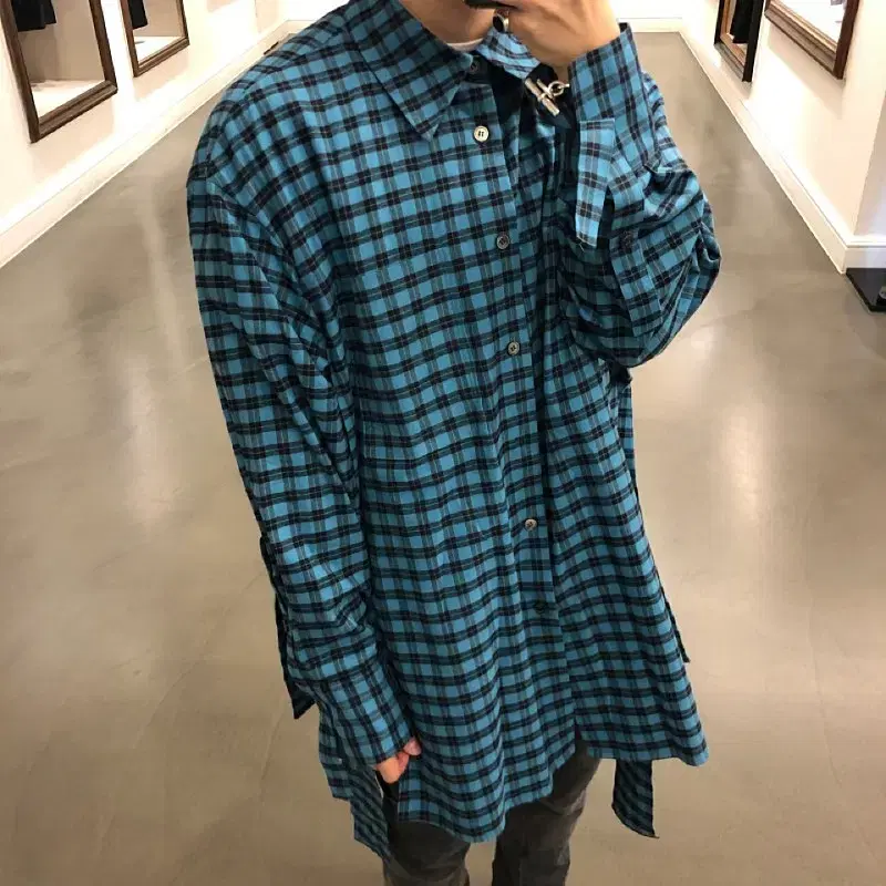 Wooyoung Mi Rough Layered Brushed Check Shirt