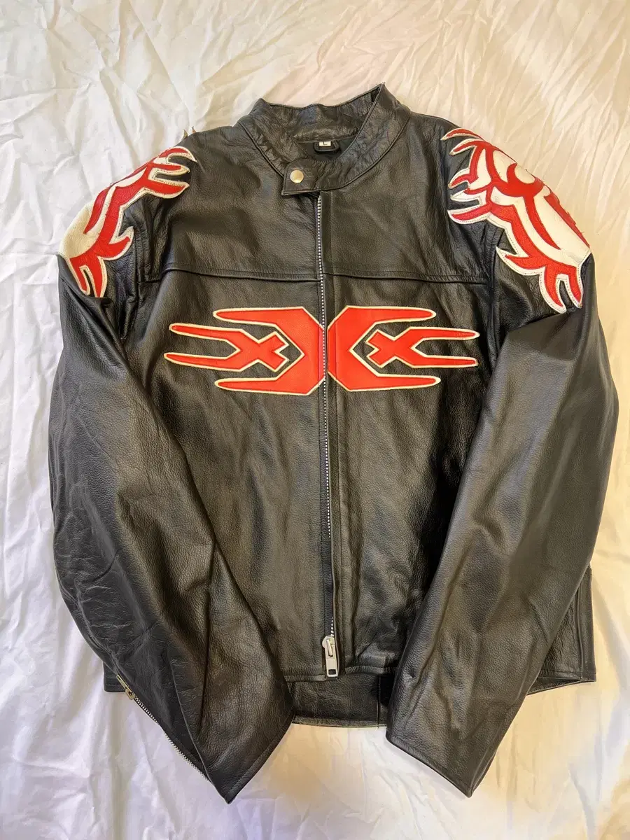 Unique VTG Real Leather Biker Racing Jacket L