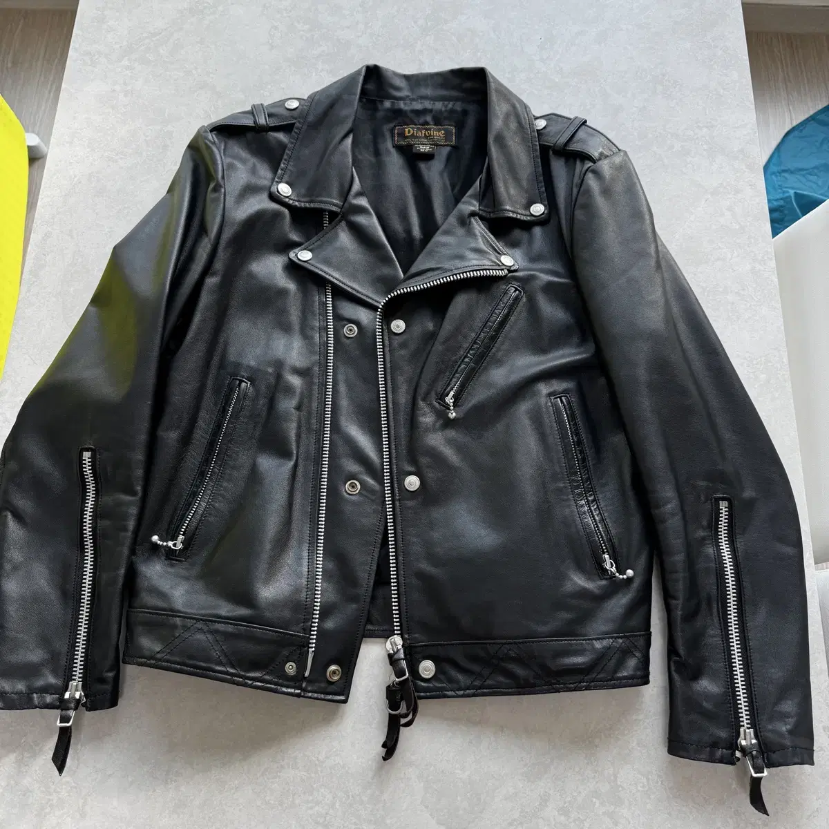 Diaphanous cowhide jacket Rider Jacket