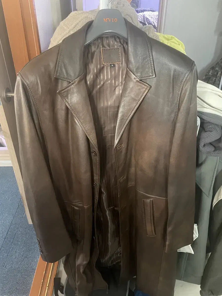 100% cowhide trench coat