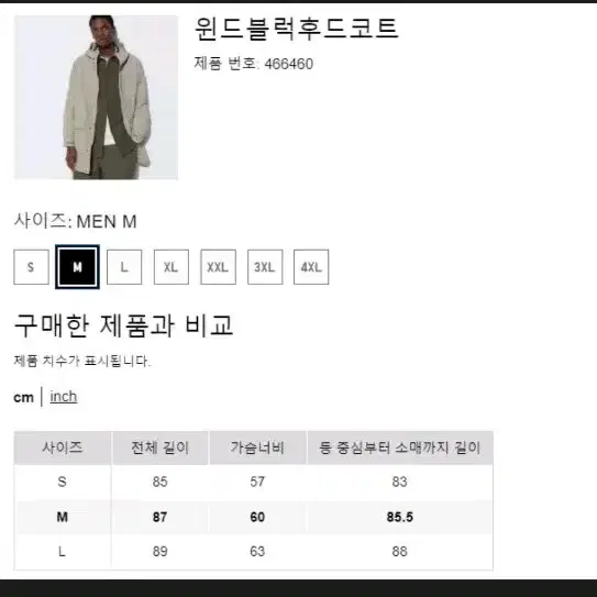 유니클로 윈드블럭후드코트 팝니다 (L, 베이지)