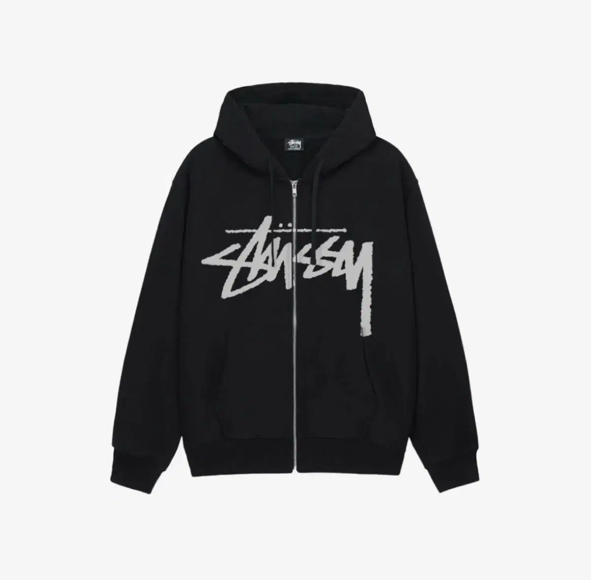 Stussy Stock Logo Hoodie Zip Up Black M