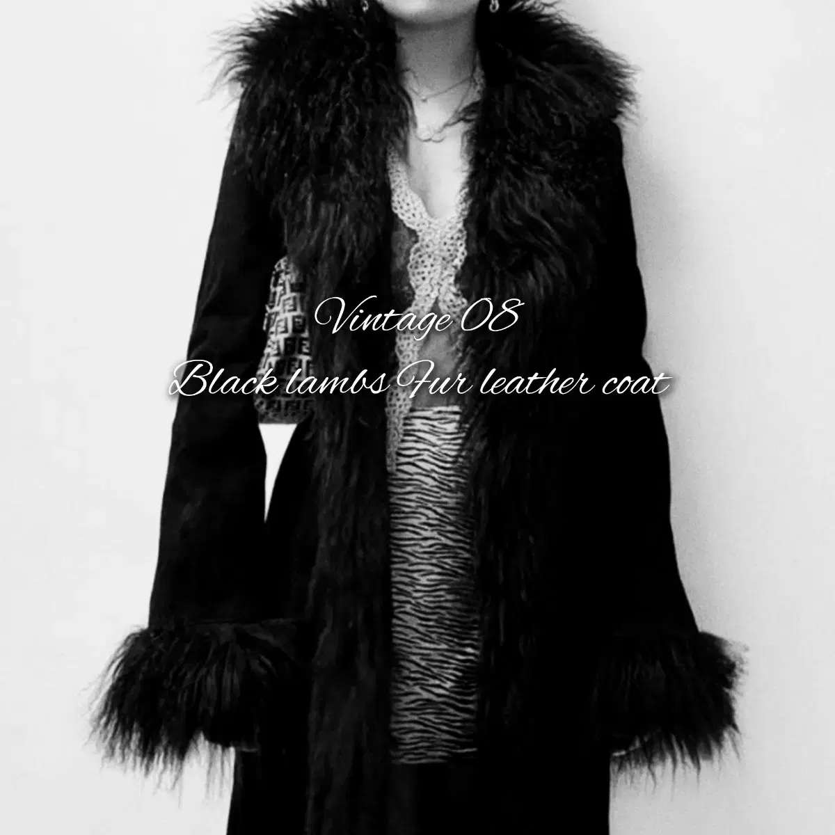 Vintage 08 Black lambs Fur leather coat