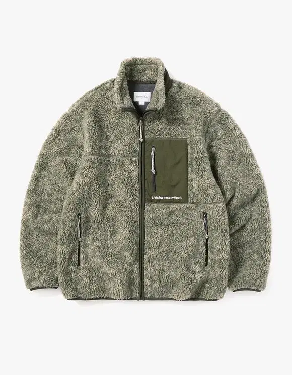 (XL) This Is Never That Sherpa Fleece Jacket Olive